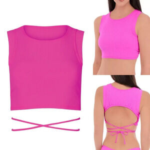 Free People VYB Swim Mika Top in Hot Pink Size Medium NWOT $48